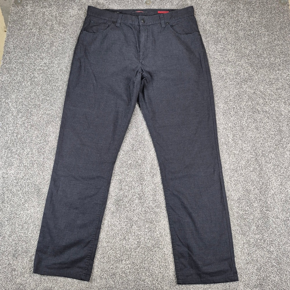 Alberto Dress Pants Mens 36x31 Gray Check Modern Fit Straight Leg